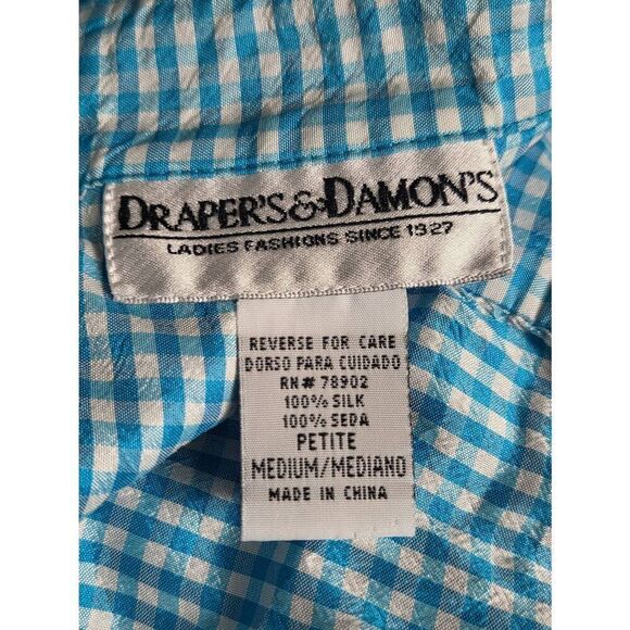 VTG Draper's & Damon's 100% Silk Button Up Pajama Top Sz M - Picture 4 of 6
